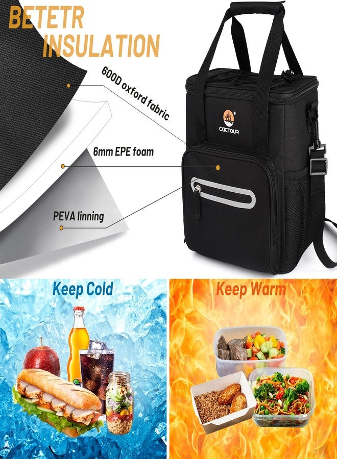 CaCTOUR Extra Large Insulated Lunch Bag, 24L/35 Can with Adjustable Shoulder Straps,Collapsible Lunch Box for Men,Leakproof Portable Soft Soft Lunch Box for Work,Picnic (Black) - Image 5